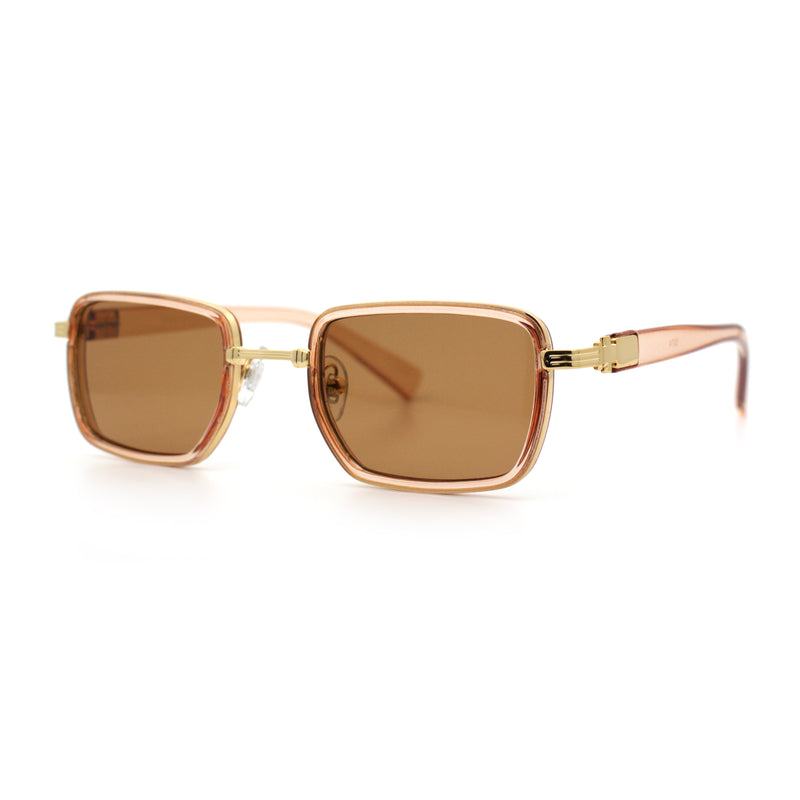 Hipster Dad Fashion Double Rim Narrow Rectangular Luxury Sunglasses