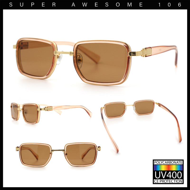 Hipster Dad Fashion Double Rim Narrow Rectangular Luxury Sunglasses