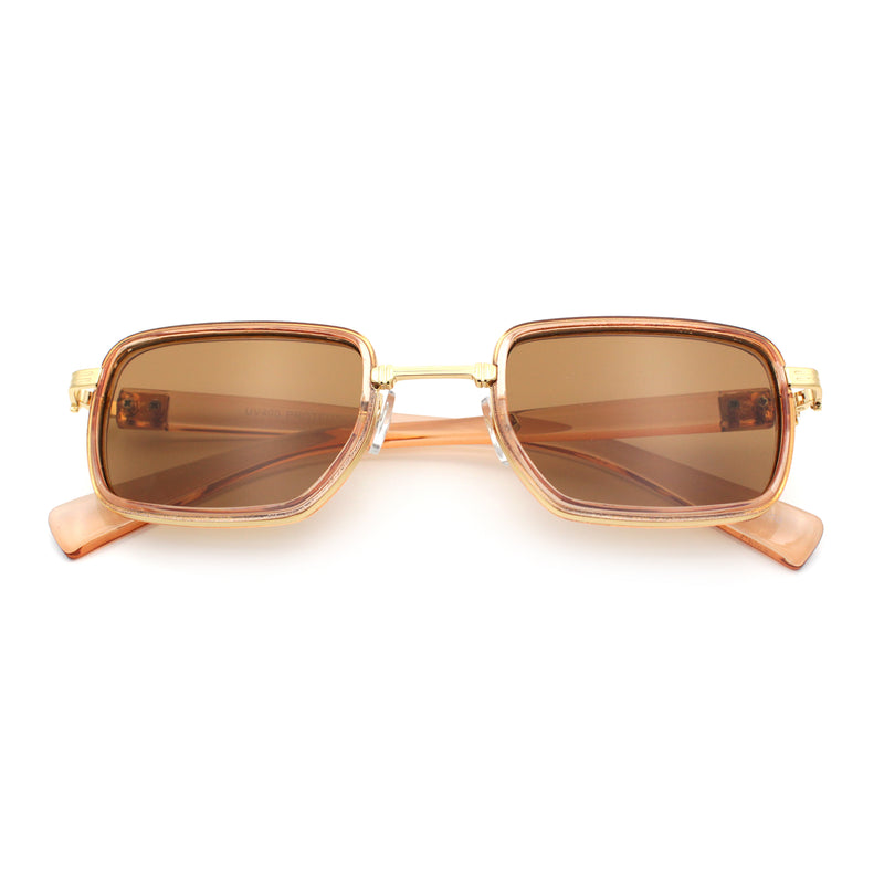 Hipster Dad Fashion Double Rim Narrow Rectangular Luxury Sunglasses