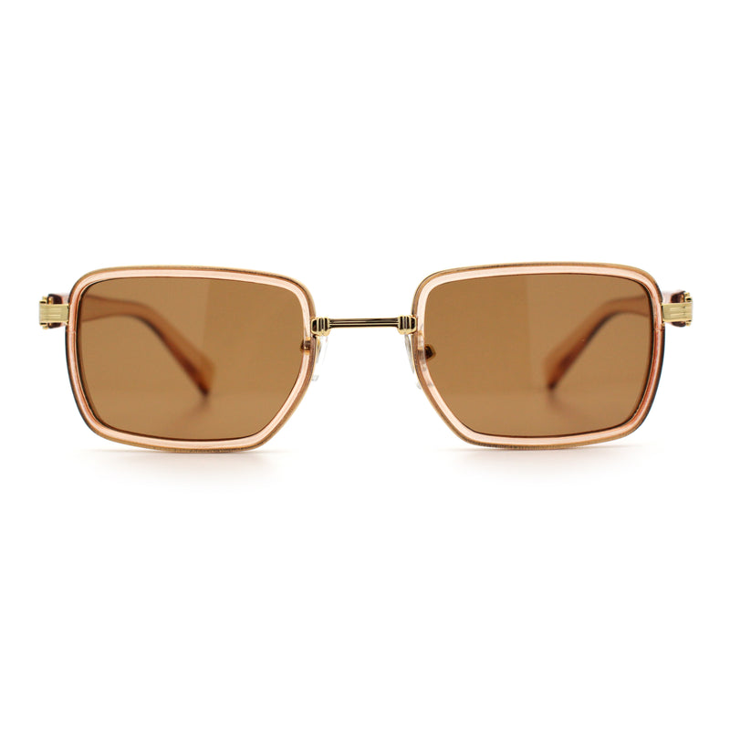 Hipster Dad Fashion Double Rim Narrow Rectangular Luxury Sunglasses