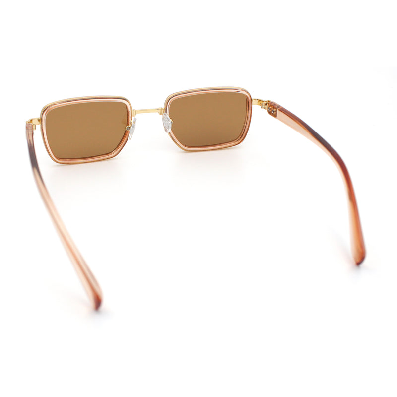Hipster Dad Fashion Double Rim Narrow Rectangular Luxury Sunglasses