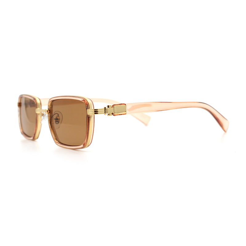 Hipster Dad Fashion Double Rim Narrow Rectangular Luxury Sunglasses