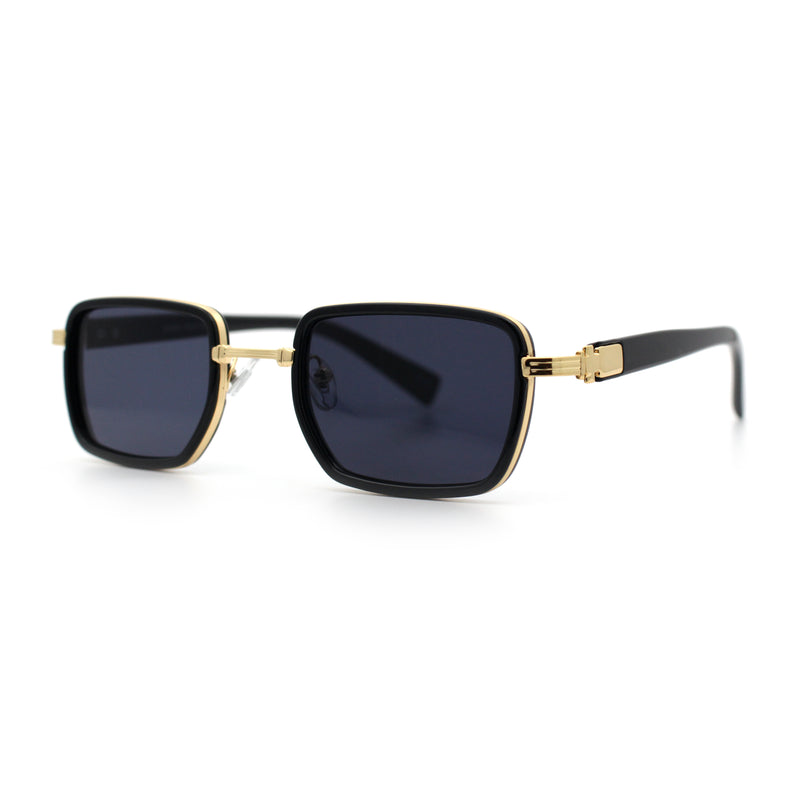 Hipster Dad Fashion Double Rim Narrow Rectangular Luxury Sunglasses