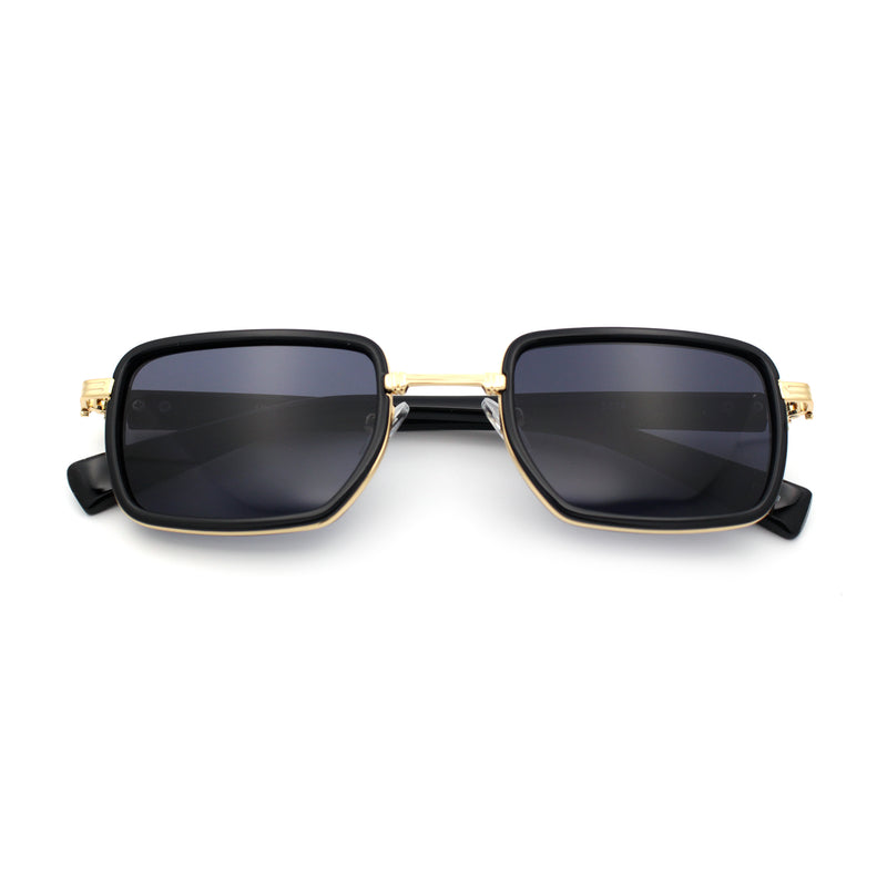 Hipster Dad Fashion Double Rim Narrow Rectangular Luxury Sunglasses