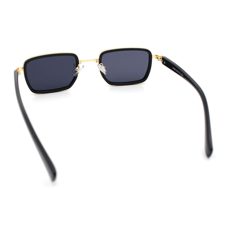 Hipster Dad Fashion Double Rim Narrow Rectangular Luxury Sunglasses