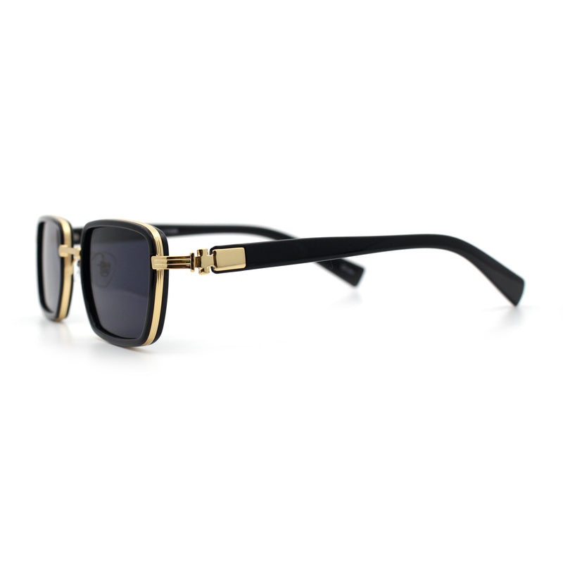 Hipster Dad Fashion Double Rim Narrow Rectangular Luxury Sunglasses