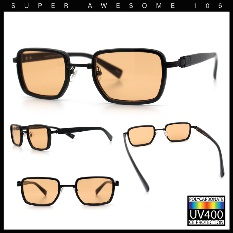 Hipster Dad Fashion Double Rim Narrow Rectangular Luxury Sunglasses