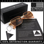 Hipster Dad Fashion Double Rim Narrow Rectangular Luxury Sunglasses