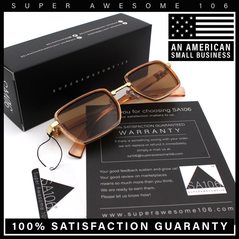 Hipster Dad Fashion Double Rim Narrow Rectangular Luxury Sunglasses