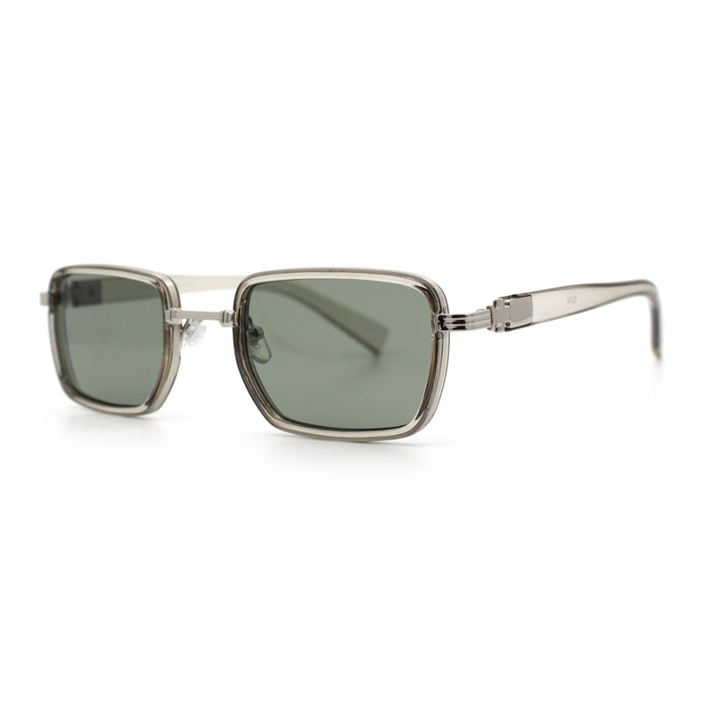 Hipster Dad Fashion Double Rim Narrow Rectangular Luxury Sunglasses