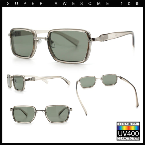 Hipster Dad Fashion Double Rim Narrow Rectangular Luxury Sunglasses