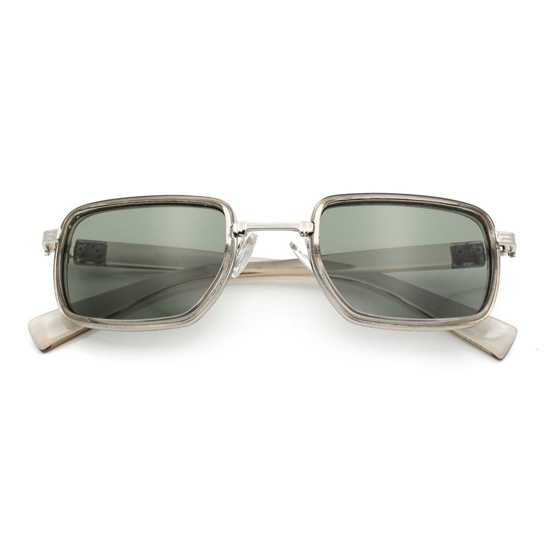 Hipster Dad Fashion Double Rim Narrow Rectangular Luxury Sunglasses