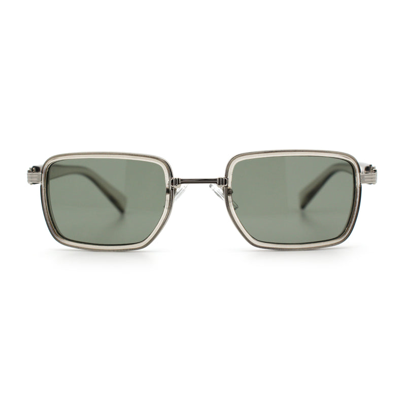 Hipster Dad Fashion Double Rim Narrow Rectangular Luxury Sunglasses