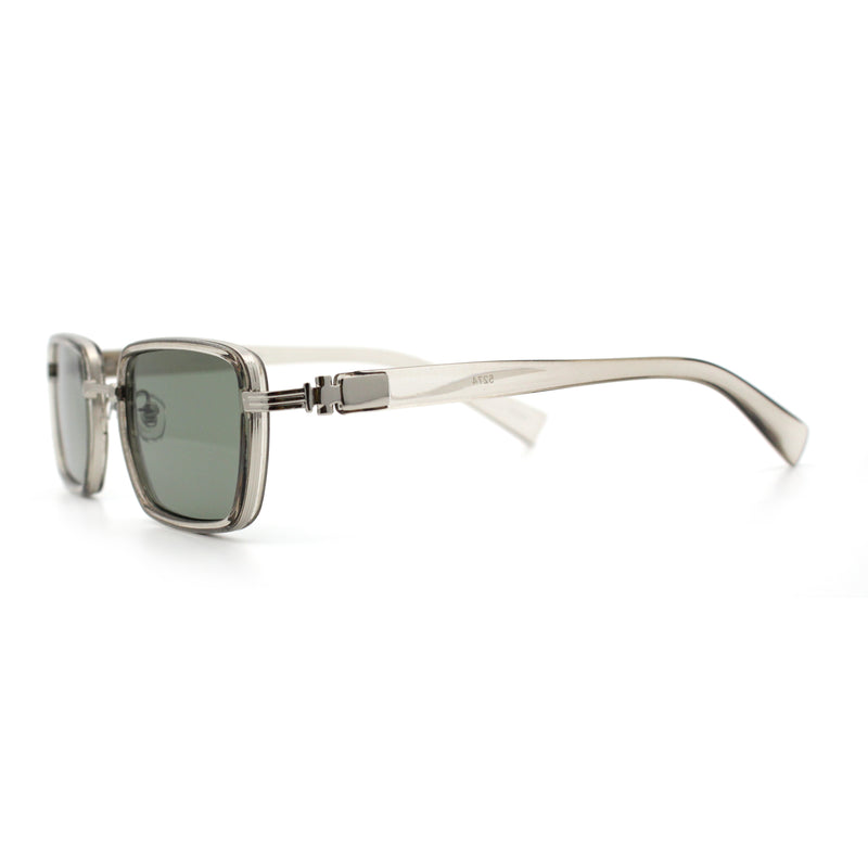 Hipster Dad Fashion Double Rim Narrow Rectangular Luxury Sunglasses