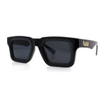 Kush Graffiti Logo Hipster Horn Rim Thick Plastic Mens All Black Sunglasses