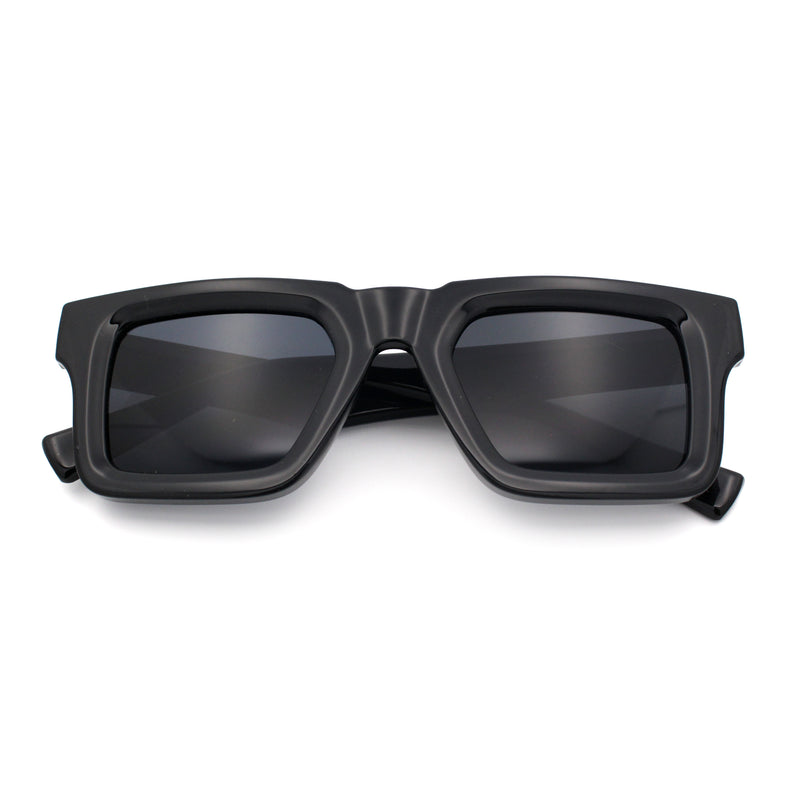 Kush Graffiti Logo Hipster Horn Rim Thick Plastic Mens All Black Sunglasses
