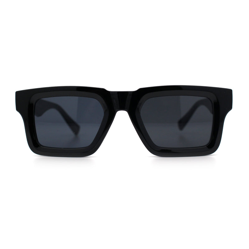 Kush Graffiti Logo Hipster Horn Rim Thick Plastic Mens All Black Sunglasses