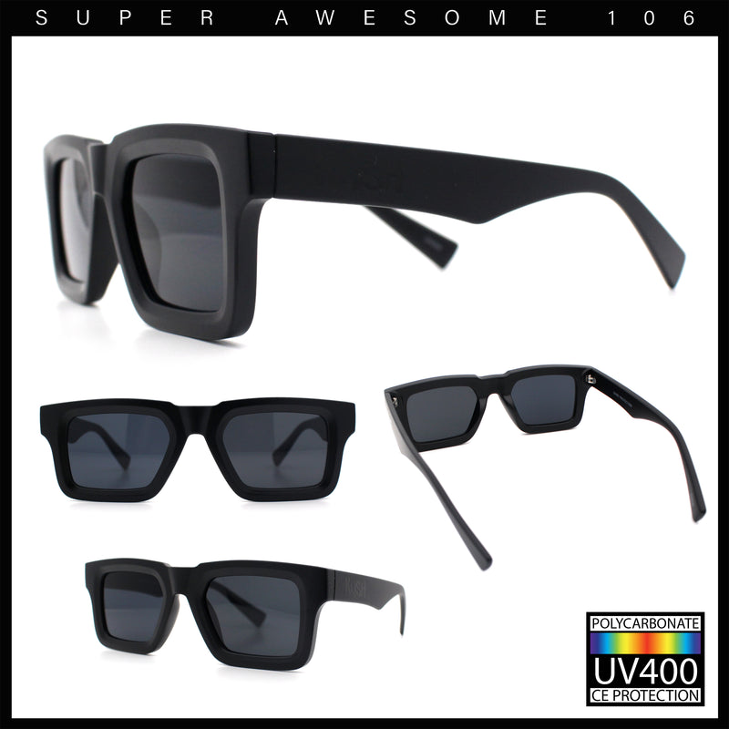 Kush Graffiti Logo Hipster Horn Rim Thick Plastic Mens All Black Sunglasses