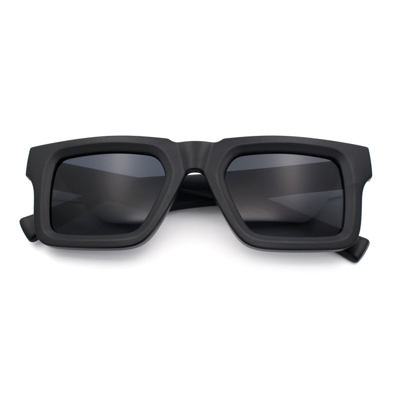 Kush Graffiti Logo Hipster Horn Rim Thick Plastic Mens All Black Sunglasses