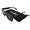 Kush Graffiti Logo Hipster Horn Rim Thick Plastic Mens All Black Sunglasses