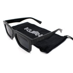 Kush Graffiti Logo Hipster Horn Rim Thick Plastic Mens All Black Sunglasses