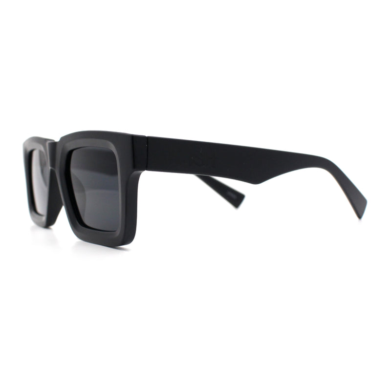 Kush Graffiti Logo Hipster Horn Rim Thick Plastic Mens All Black Sunglasses