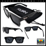 Kush Graffiti Logo Hipster Horn Rim Thick Plastic Mens All Black Sunglasses
