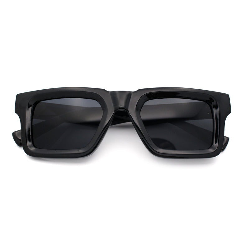 Kush Graffiti Logo Hipster Horn Rim Thick Plastic Mens All Black Sunglasses