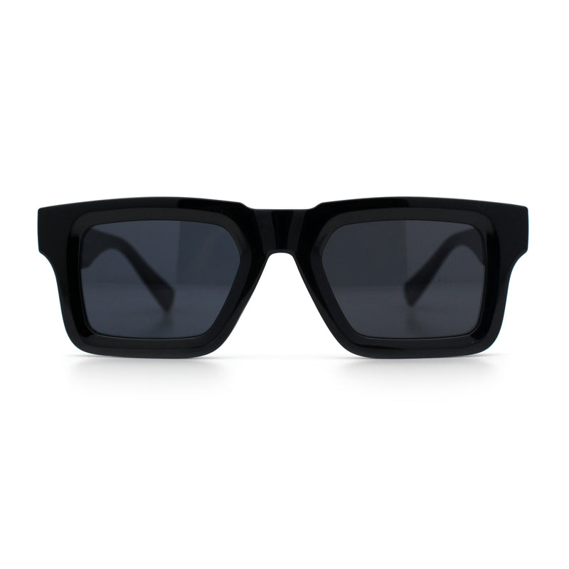 Kush Graffiti Logo Hipster Horn Rim Thick Plastic Mens All Black Sunglasses