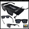 Kush Graffiti Logo Hipster Horn Rim Thick Plastic Mens All Black Sunglasses