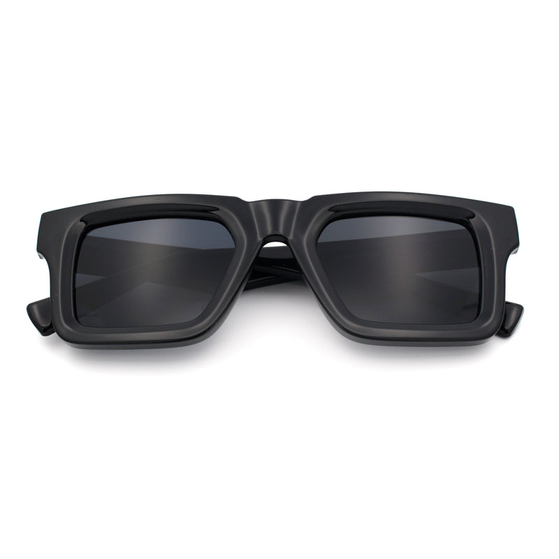 Kush Graffiti Logo Hipster Horn Rim Thick Plastic Mens All Black Sunglasses