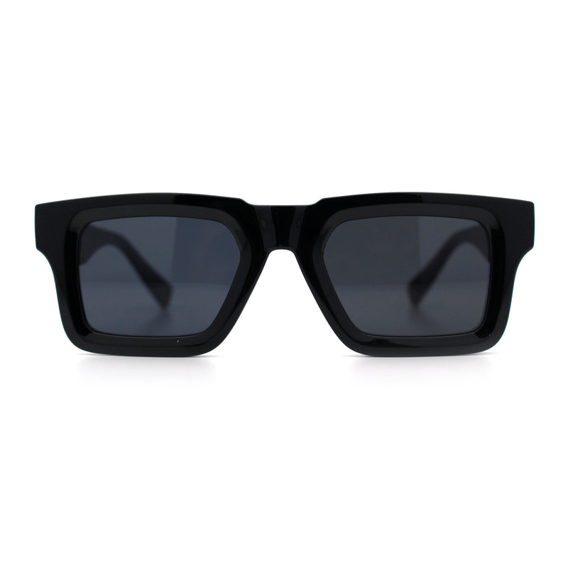 Kush Graffiti Logo Hipster Horn Rim Thick Plastic Mens All Black Sunglasses
