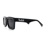 Kush Graffiti Logo Hipster Horn Rim Thick Plastic Mens All Black Sunglasses