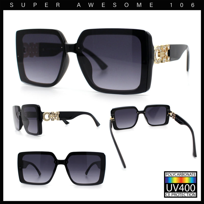 Womens Rhinestone Jewel Hinge Rectangle Rimless Butterfly Diva Sunglasses