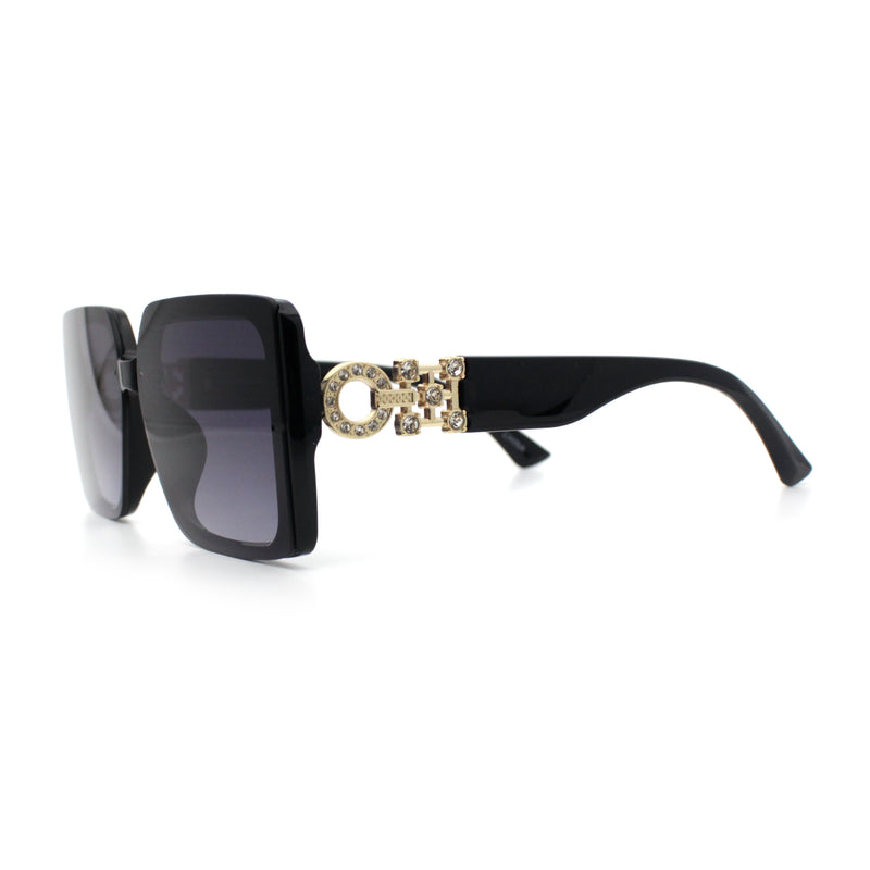 Womens Rhinestone Jewel Hinge Rectangle Rimless Butterfly Diva Sunglasses