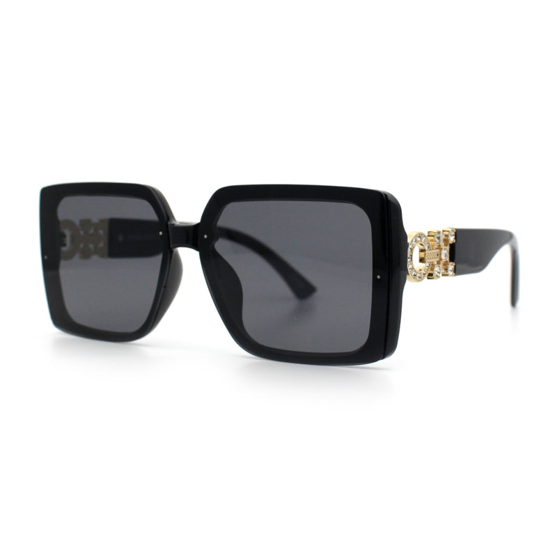 Womens Rhinestone Jewel Hinge Rectangle Rimless Butterfly Diva Sunglasses