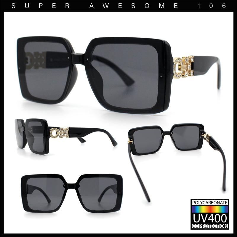 Womens Rhinestone Jewel Hinge Rectangle Rimless Butterfly Diva Sunglasses