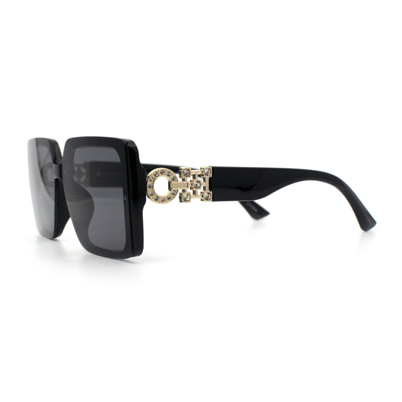 Womens Rhinestone Jewel Hinge Rectangle Rimless Butterfly Diva Sunglasses