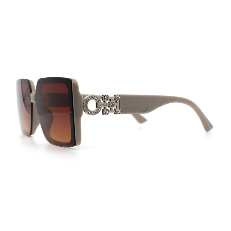 Womens Rhinestone Jewel Hinge Rectangle Rimless Butterfly Diva Sunglasses