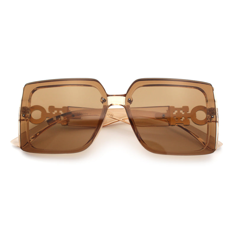 Womens Rhinestone Jewel Hinge Rectangle Rimless Butterfly Diva Sunglasses