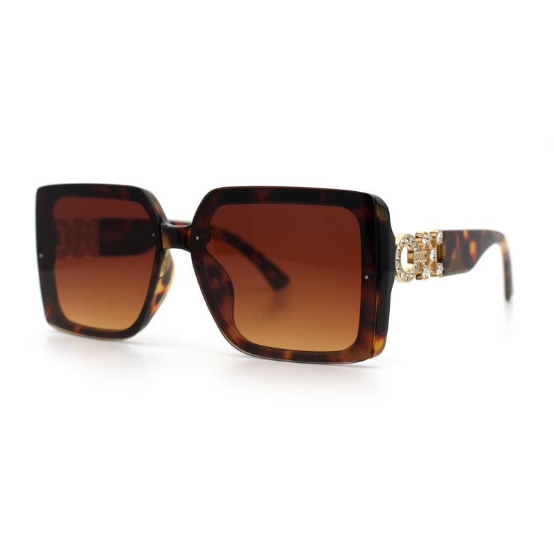 Womens Rhinestone Jewel Hinge Rectangle Rimless Butterfly Diva Sunglasses