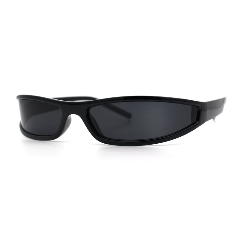Retro Slit Thin Narrow Rectangle Curved Wrap Sport Plastic Sunglasses