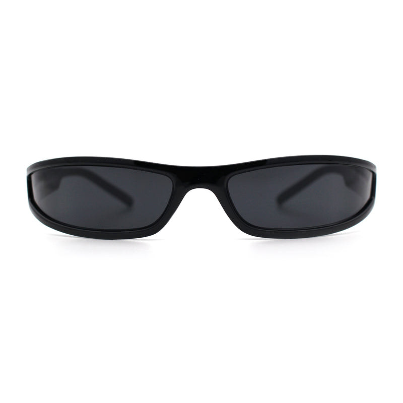Retro Slit Thin Narrow Rectangle Curved Wrap Sport Plastic Sunglasses