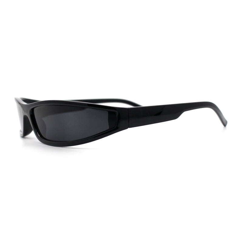 Retro Slit Thin Narrow Rectangle Curved Wrap Sport Plastic Sunglasses