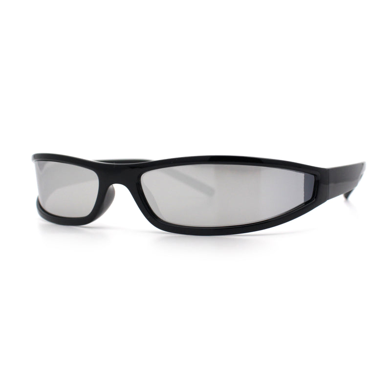 Retro Slit Thin Narrow Rectangle Curved Wrap Sport Plastic Sunglasses