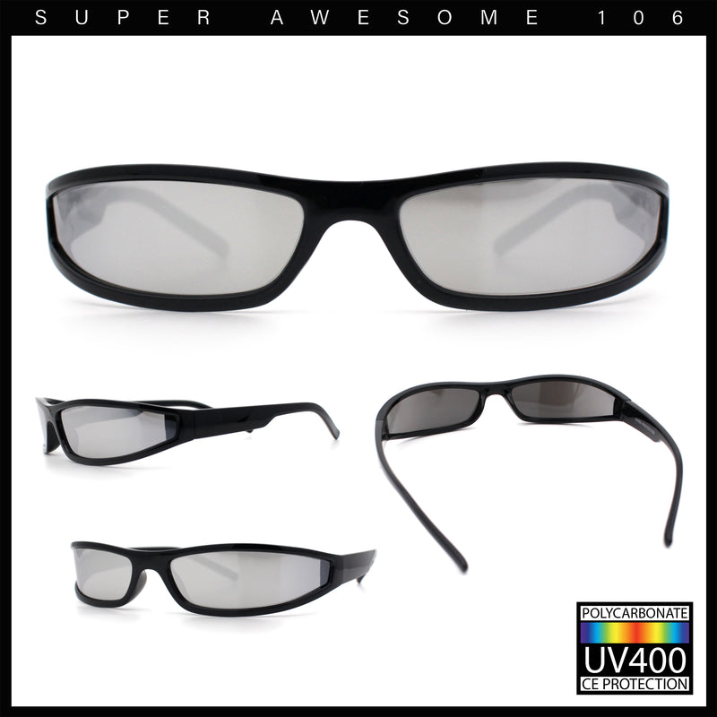 Retro Slit Thin Narrow Rectangle Curved Wrap Sport Plastic Sunglasses