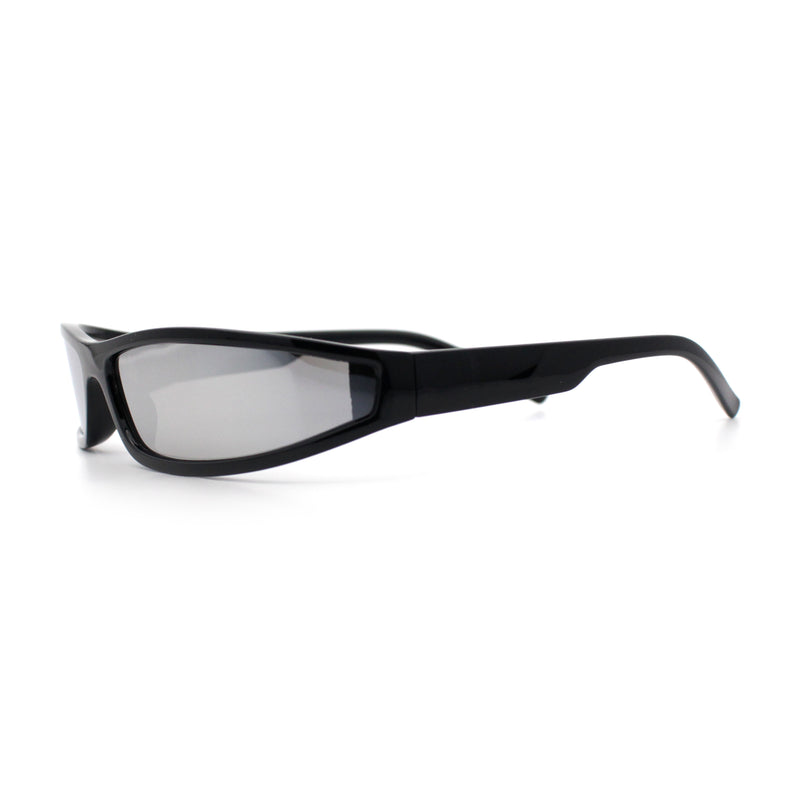 Retro Slit Thin Narrow Rectangle Curved Wrap Sport Plastic Sunglasses