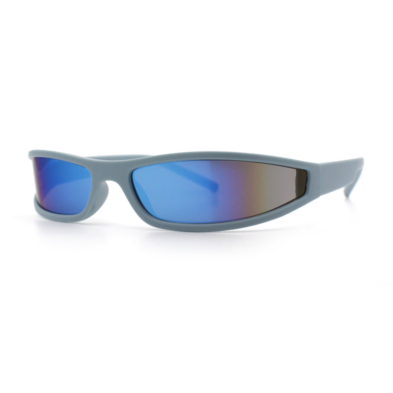 Retro Slit Thin Narrow Rectangle Curved Wrap Sport Plastic Sunglasses