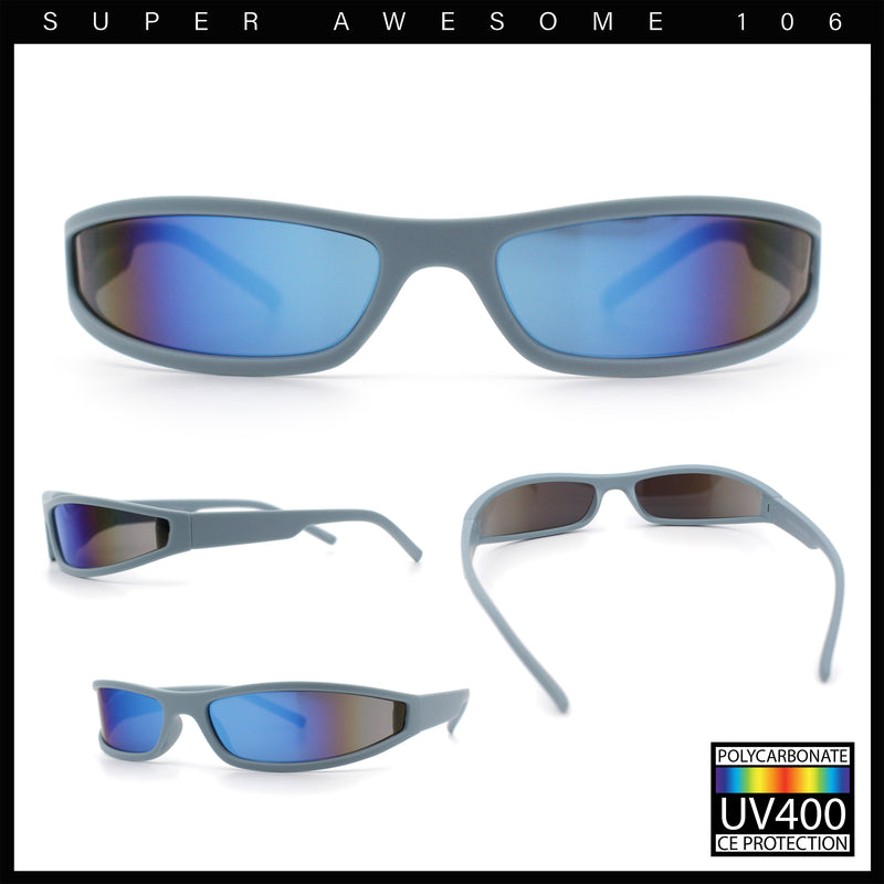 Retro Slit Thin Narrow Rectangle Curved Wrap Sport Plastic Sunglasses