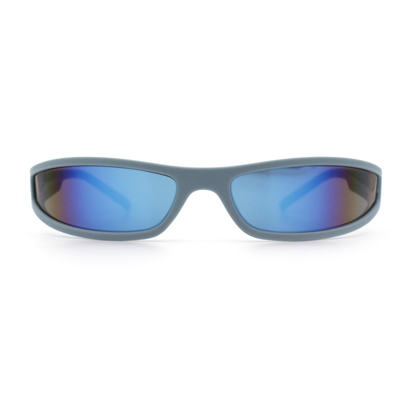 Retro Slit Thin Narrow Rectangle Curved Wrap Sport Plastic Sunglasses